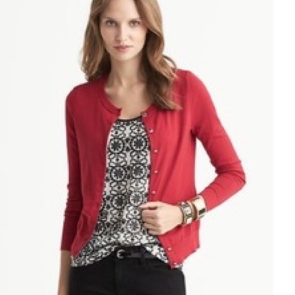 Banana Republic Sweaters - Banana Republic Red Merino Wool Cardigan Sweater